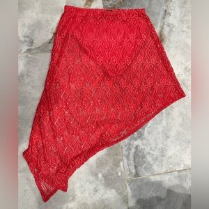 Fashion to Figure Vibrant Red Lace Skirt